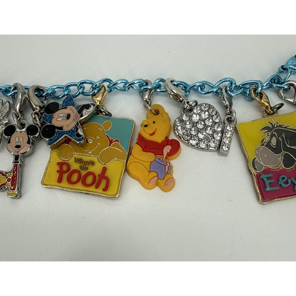 Disney Characters 16 Charm Bracelet Winnie Pooh Mickey Tigger Eeyore - Picture 3 of 13